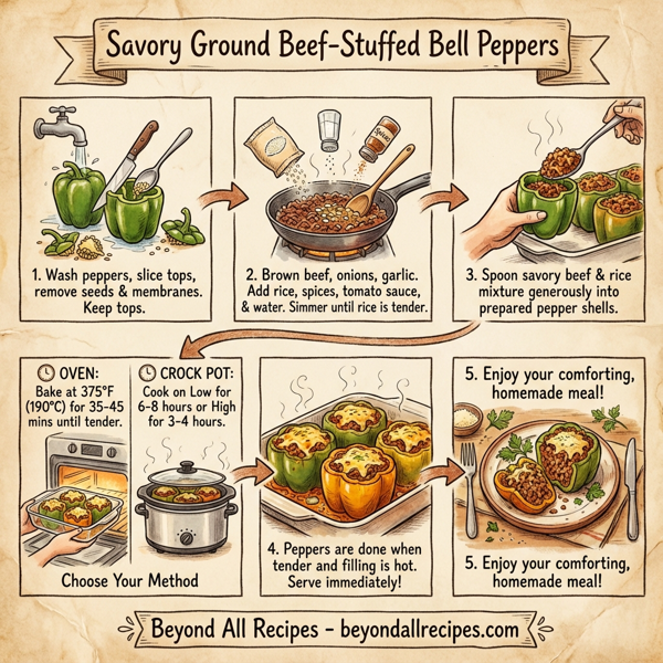 Savory Ground Beef-Stuffed Bell Peppers instructions
