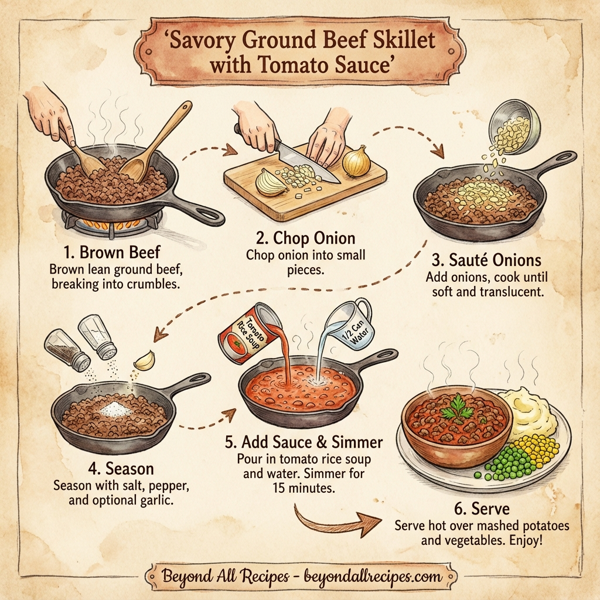 Savory Ground Beef Skillet with Tomato Sauce instructions
