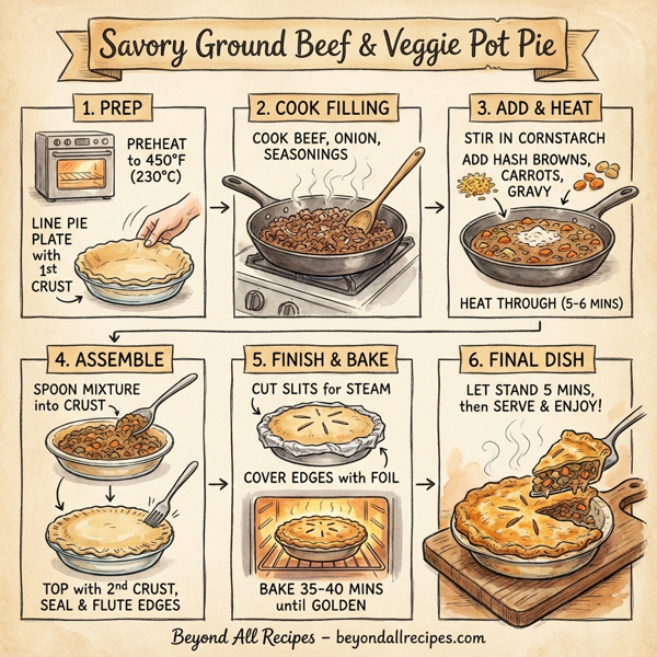 Savory Ground Beef & Veggie Pot Pie instructions
