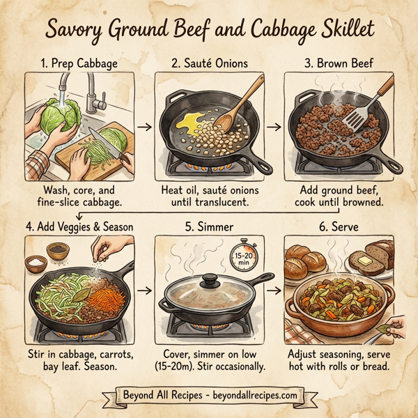 Savory Ground Beef and Cabbage Skillet instructions