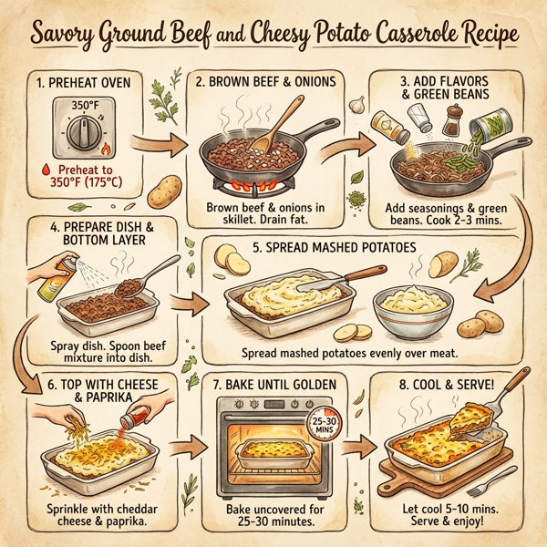 Savory Ground Beef and Cheesy Potato Casserole instructions