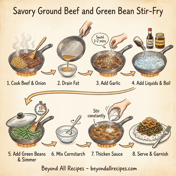 Savory Ground Beef and Green Bean Stir-Fry instructions