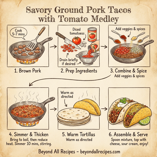 Savory Ground Pork Tacos with Tomato Medley instructions