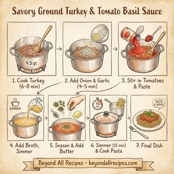 Savory Ground Turkey and Tomato Basil Sauce instructions
