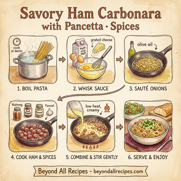 Savory Ham Carbonara with Pancetta Spices instructions