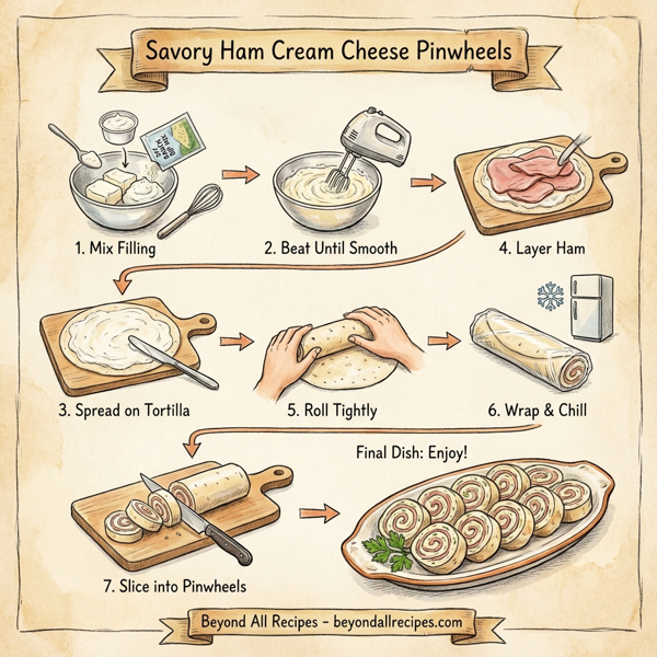 Savory Ham Cream Cheese Pinwheels instructions