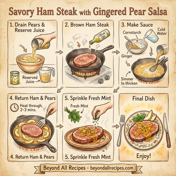 Savory Ham Steak with Gingered Pear Salsa instructions