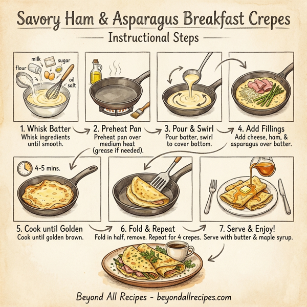 Savory Ham & Asparagus Breakfast Crepes instructions