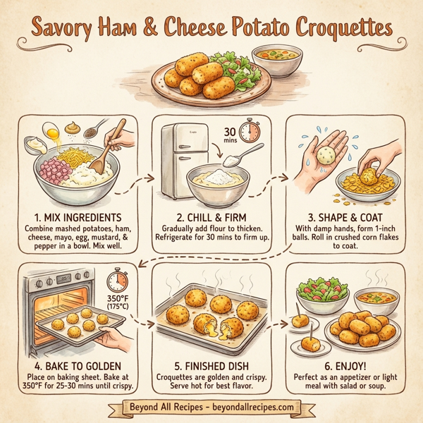Savory Ham & Cheese Potato Croquettes instructions