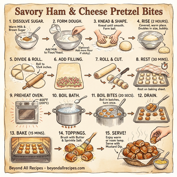 Savory Ham & Cheese Pretzel Bites instructions