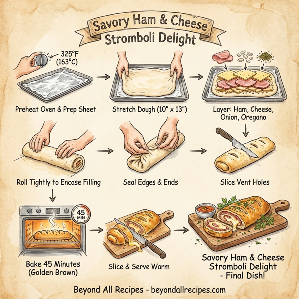 Savory Ham & Cheese Stromboli Delight instructions