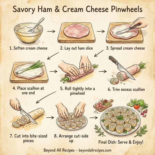 Savory Ham & Cream Cheese Pinwheels instructions