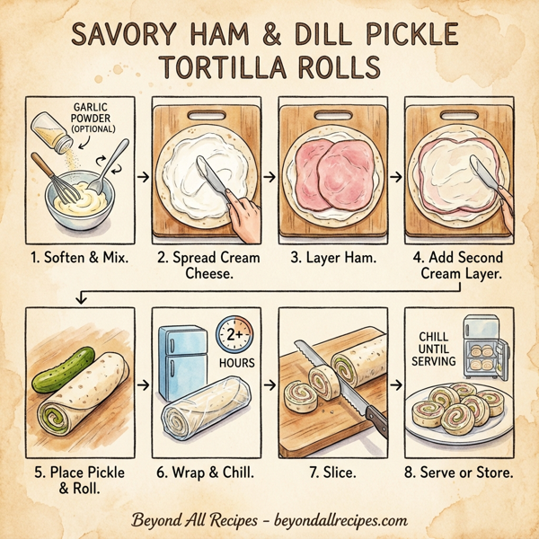 Savory Ham & Dill Pickle Tortilla Rolls instructions
