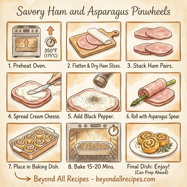 Savory Ham and Asparagus Pinwheels instructions
