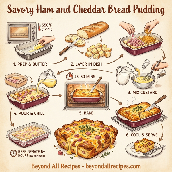 Savory Ham and Cheddar Bread Pudding instructions