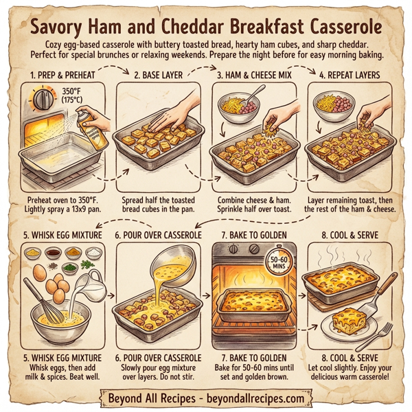 Savory Ham and Cheddar Breakfast Casserole instructions