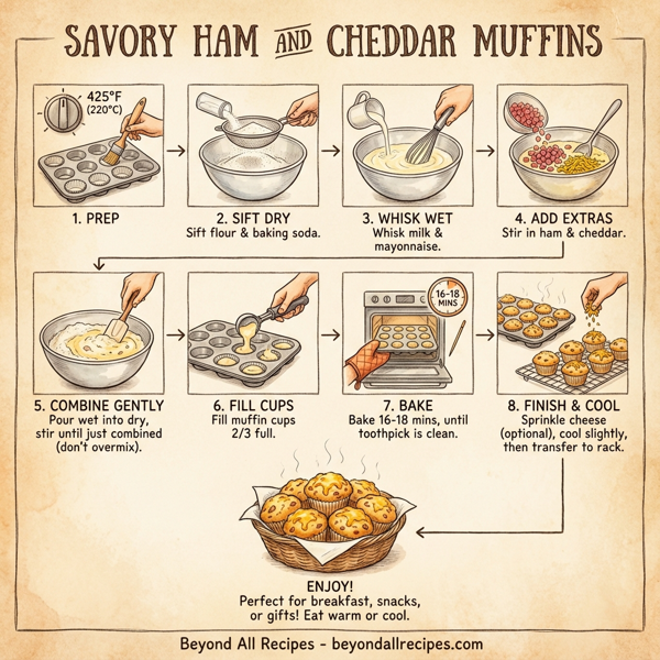 Savory Ham and Cheddar Muffins instructions