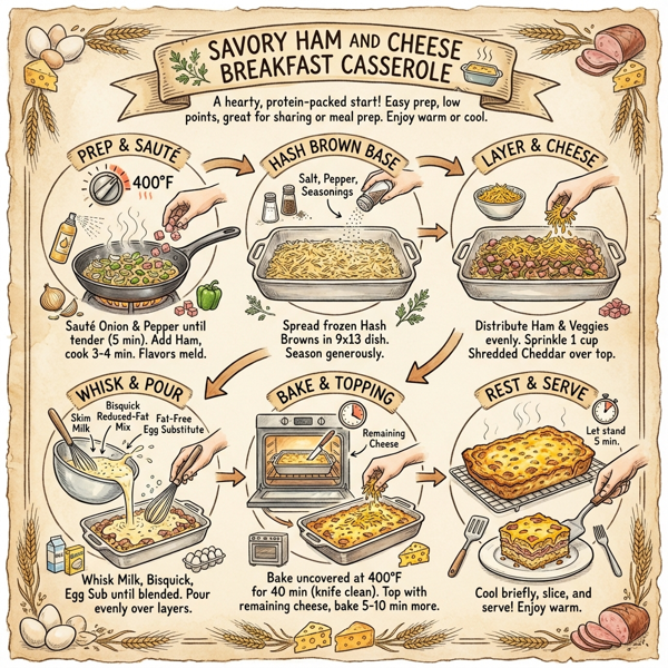Savory Ham and Cheese Breakfast Casserole instructions