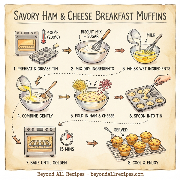 Savory Ham and Cheese Breakfast Muffins instructions