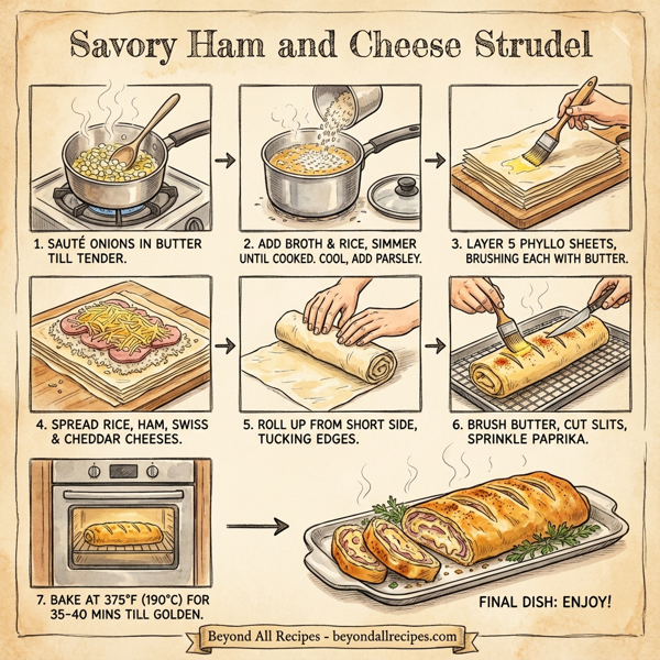 Savory Ham and Cheese Strudel instructions