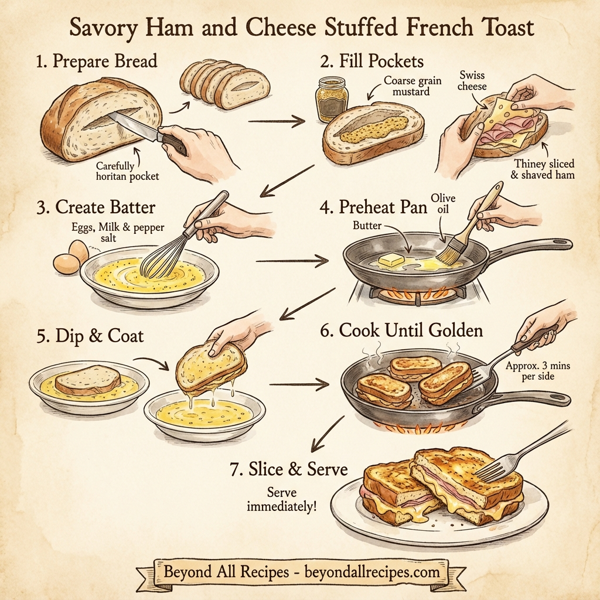 Savory Ham and Cheese Stuffed French Toast instructions