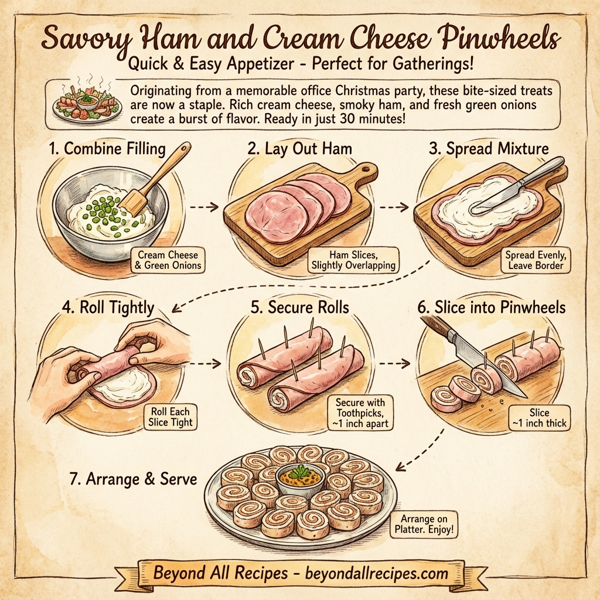 Savory Ham and Cream Cheese Pinwheels instructions