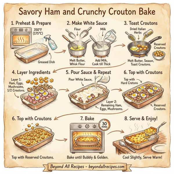 Savory Ham and Crunchy Crouton Bake instructions