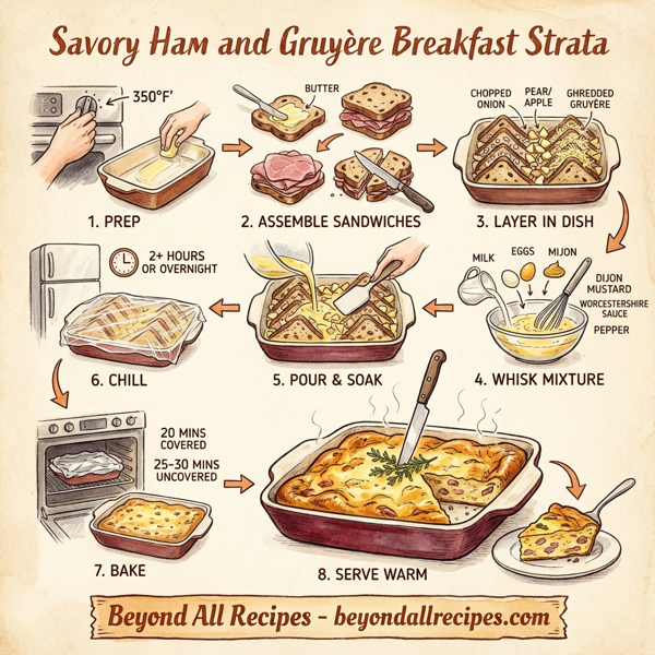 Savory Ham and Gruyère Breakfast Strata instructions