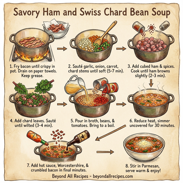 Savory Ham and Swiss Chard Bean Soup instructions
