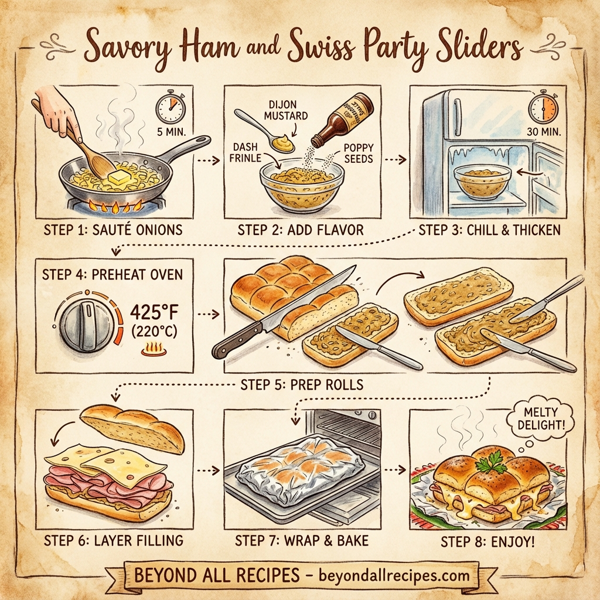 Savory Ham and Swiss Party Sliders instructions