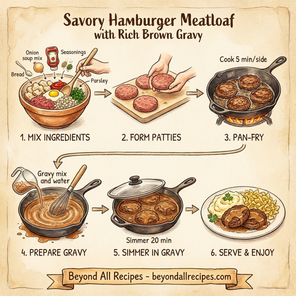 Savory Hamburger Meatloaf with Rich Brown Gravy instructions