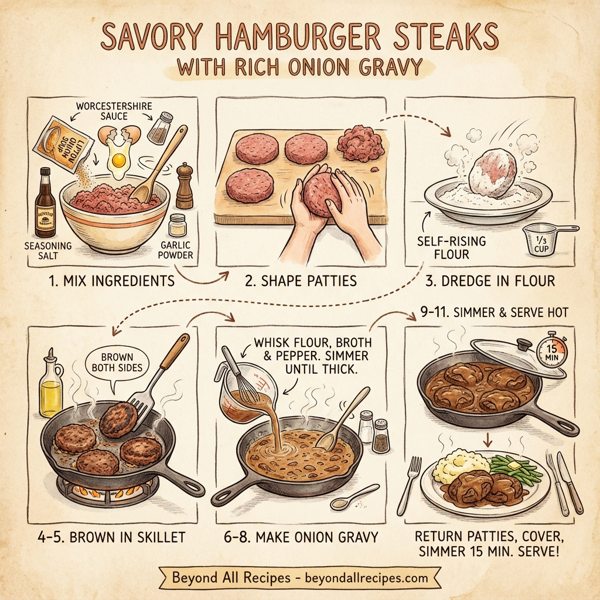Savory Hamburger Steaks with Rich Onion Gravy instructions
