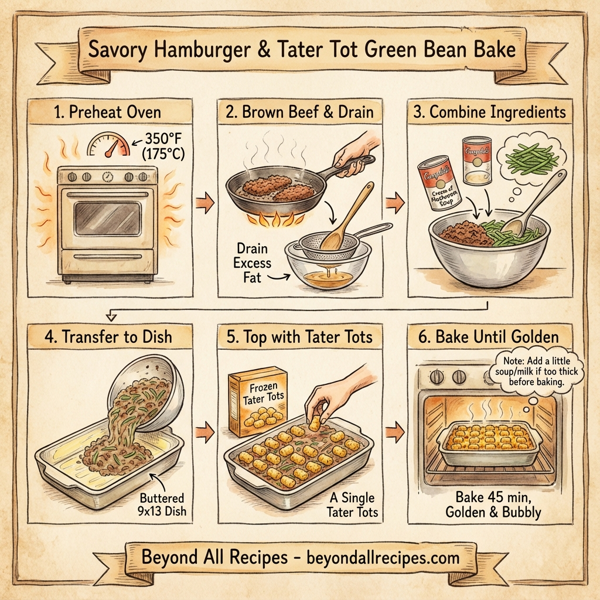 Savory Hamburger & Tater Tot Green Bean Bake instructions
