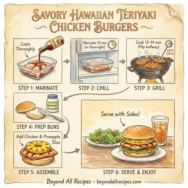 Savory Hawaiian Teriyaki Chicken Burgers instructions