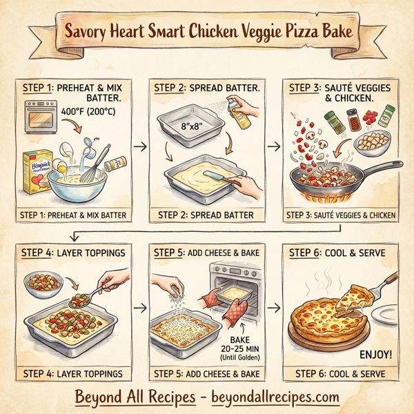 Savory Heart Smart Chicken Veggie Pizza Bake instructions
