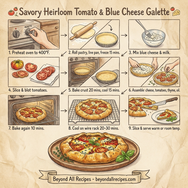 Savory Heirloom Tomato & Blue Cheese Galette instructions
