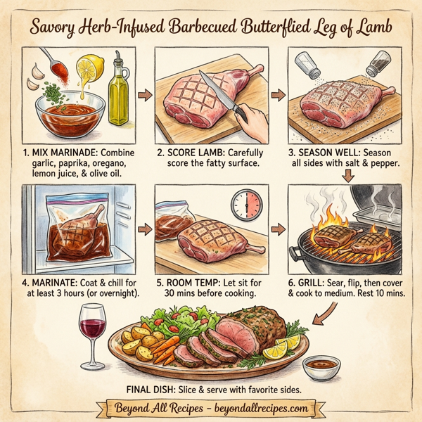 Savory Herb-Infused Barbecued Butterflied Leg of Lamb instructions