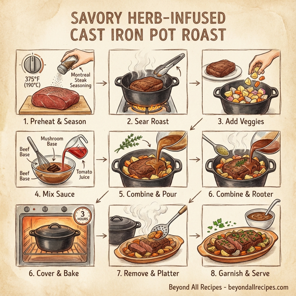 Savory Herb-Infused Cast Iron Pot Roast instructions