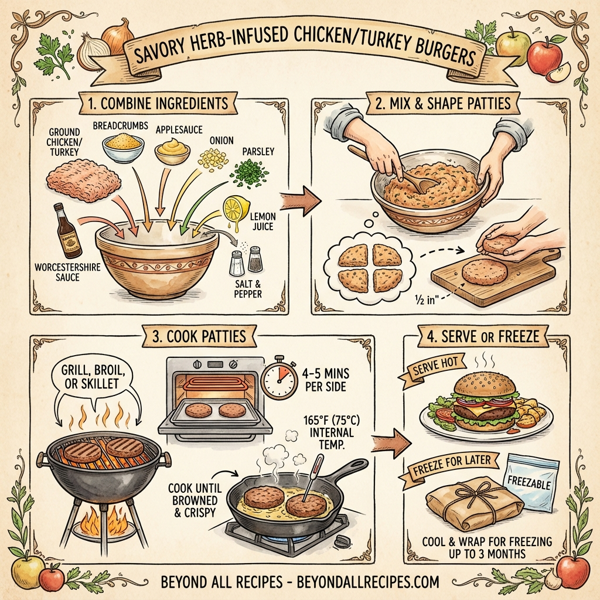 Savory Herb-Infused Chicken/Turkey Burgers instructions