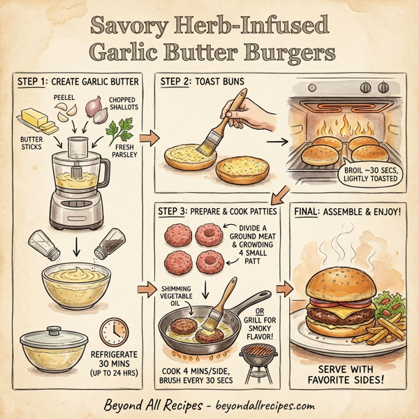 Savory Herb-Infused Garlic Butter Burgers instructions