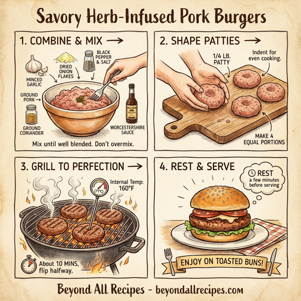 Savory Herb-Infused Pork Burgers instructions