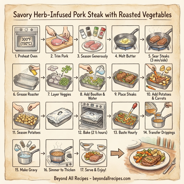 Savory Herb-Infused Pork Steak with Roasted Vegetables instructions