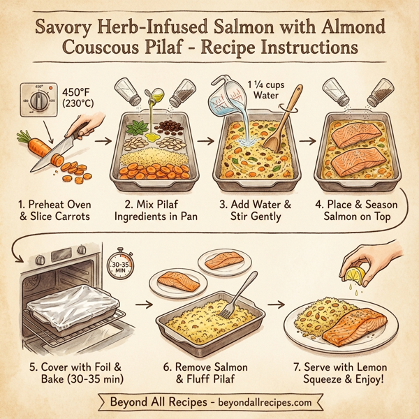 Savory Herb-Infused Salmon with Almond Couscous Pilaf instructions