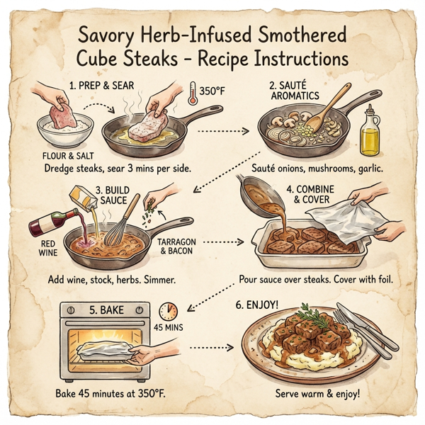 Savory Herb-Infused Smothered Cube Steaks instructions