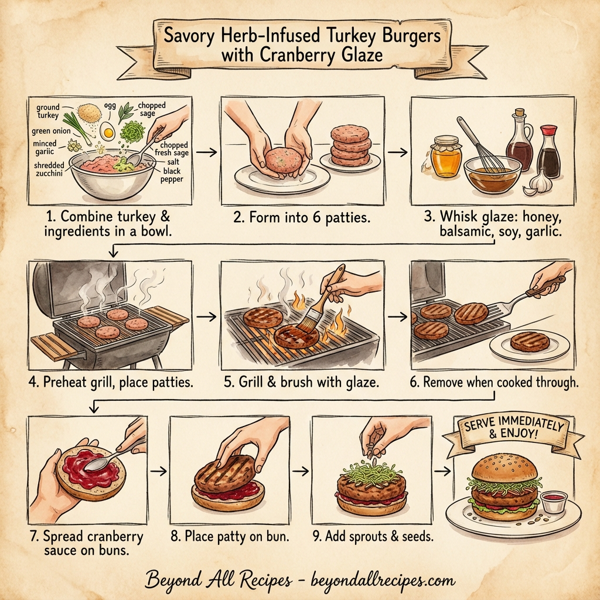 Savory Herb-Infused Turkey Burgers with Cranberry Glaze instructions