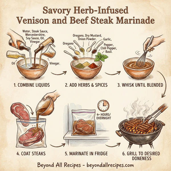 Savory Herb-Infused Venison and Beef Steak Marinade instructions