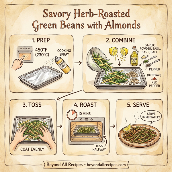 Savory Herb-Roasted Green Beans with Almonds instructions