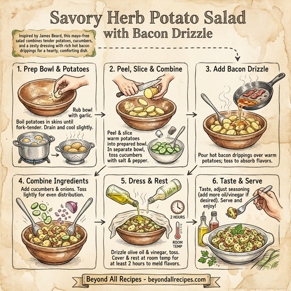 Savory Herb Potato Salad with Bacon Drizzle instructions
