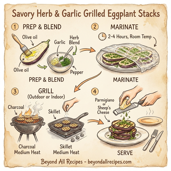Savory Herb and Garlic Grilled Eggplant Stacks instructions