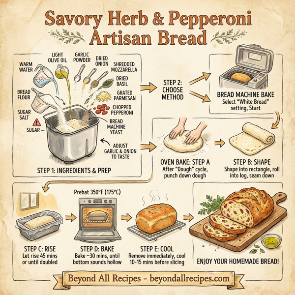 Savory Herb and Pepperoni Artisan Bread instructions